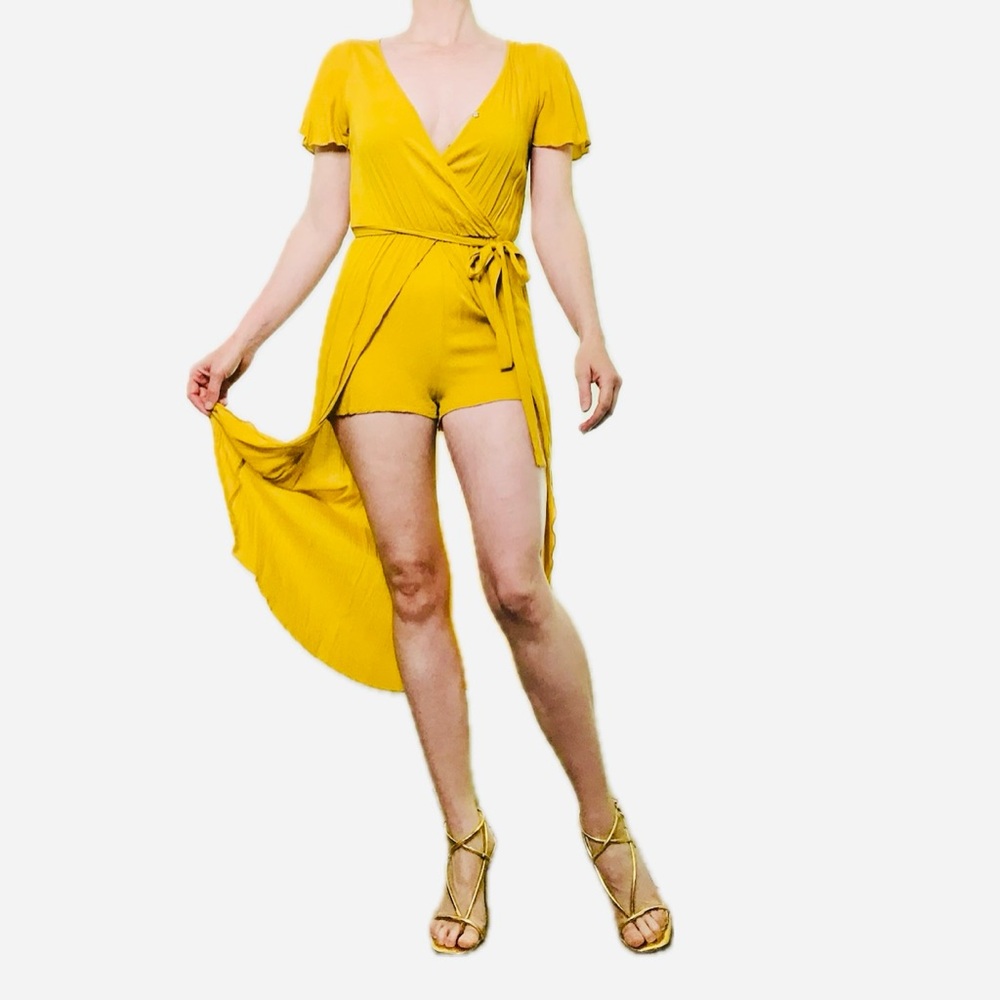love, Fire Yellow High Low Romper